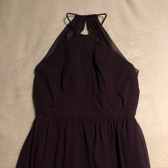 Dark Purple Halter Neck Bridesmaids Dress - Picture 3 of 6